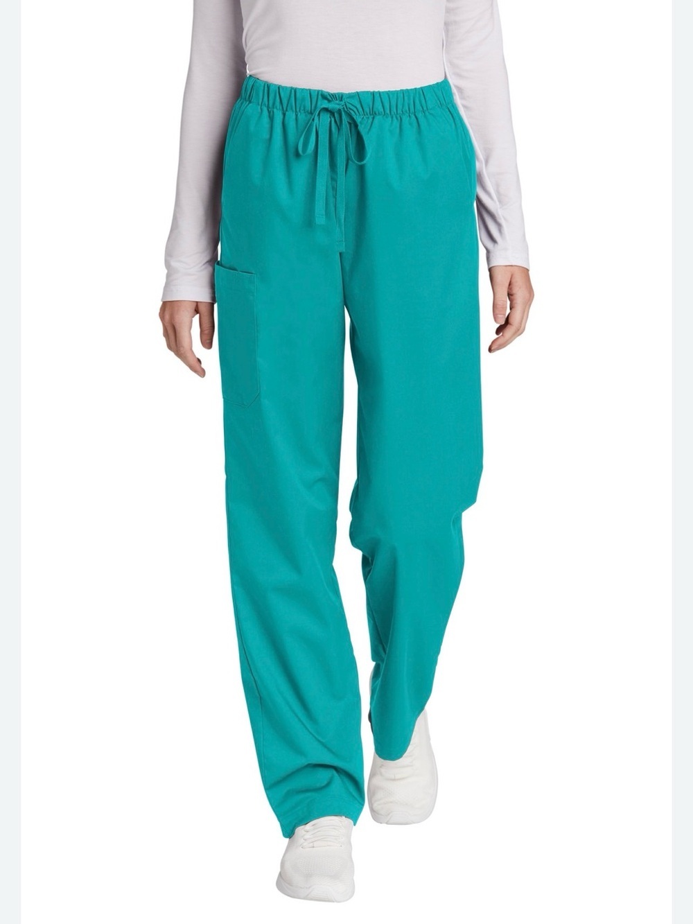 Wide-Leg Drawstring Scrub Pants in Teal